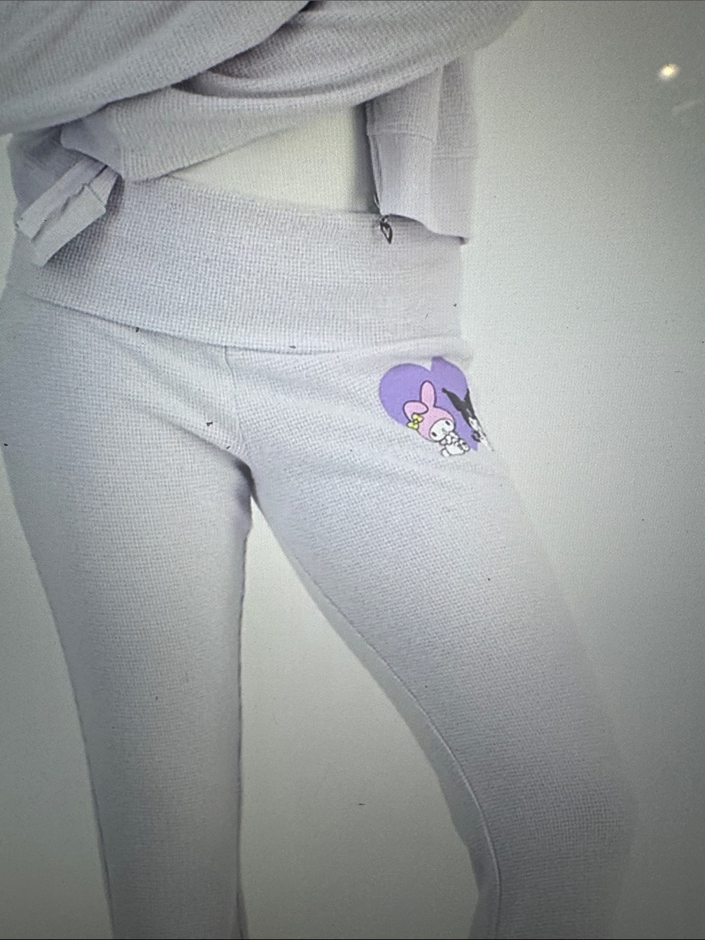Juniors' Kuromi Thermal Fold-Over Pants